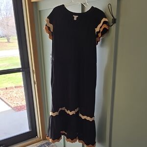 Cato Black Maxi Dress with Tan Accents